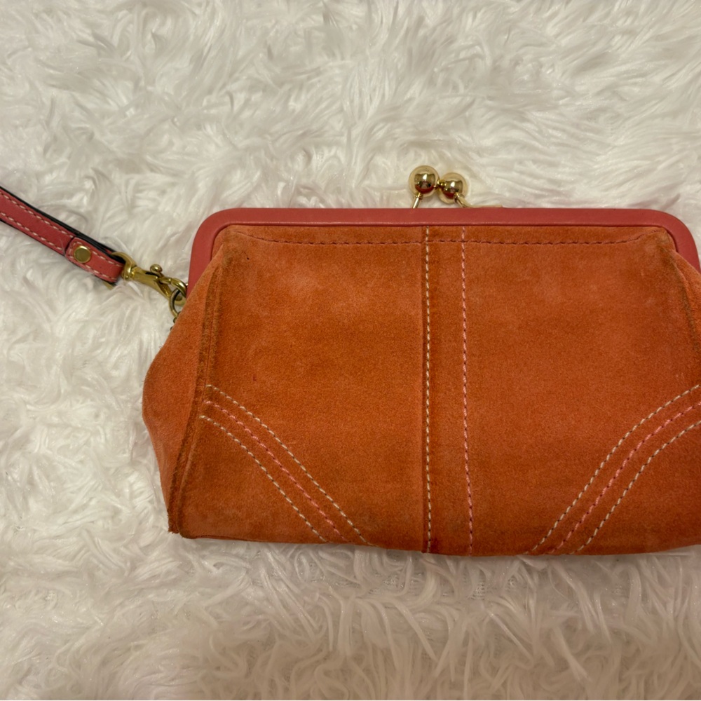 Coach Orange Suede Wristlet